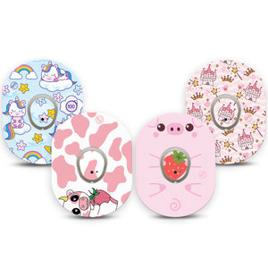 ExpressionMed Adorable Acres Variety Pack Dexcom G7 Sticker and Tape Soft pink animals Vinyl Sticker and Tape Pairing Continuous Glucose Monitor Design, Dexcom Stelo Glucose Biosensor System