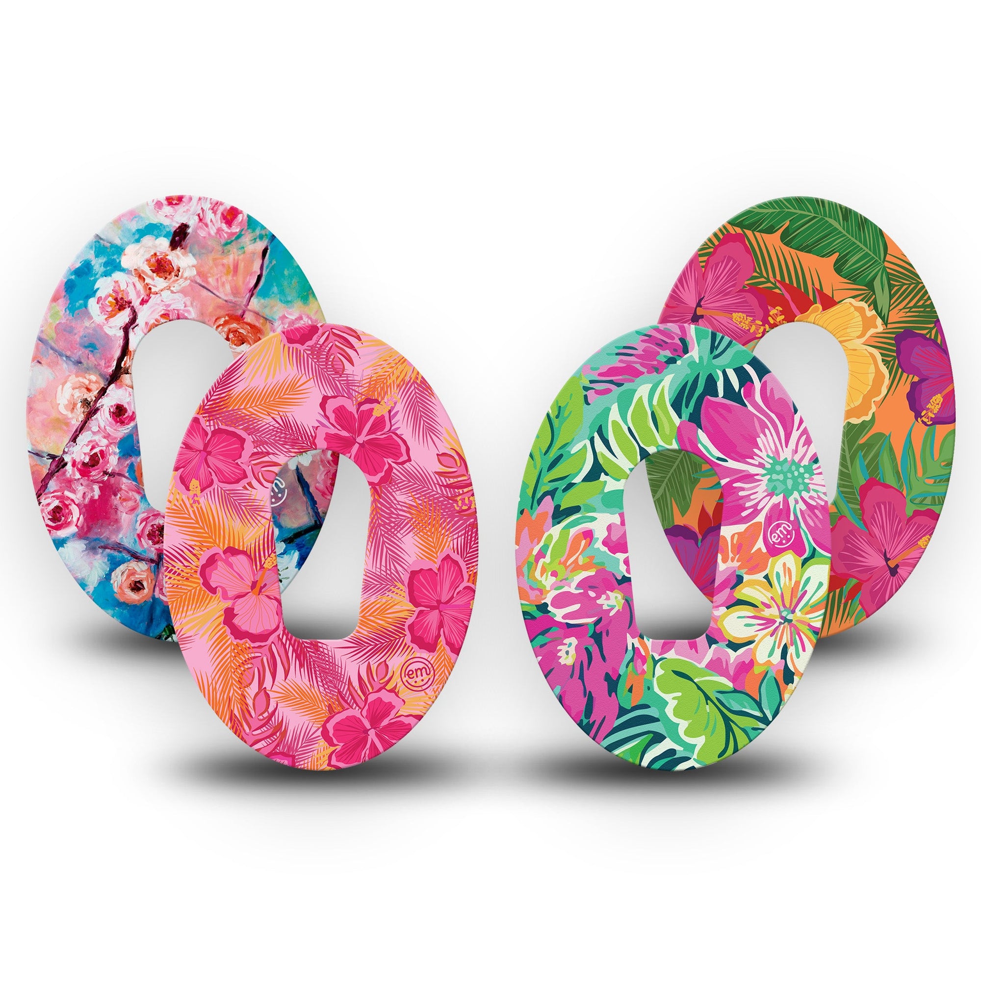 ExpressionMed Tropical Blooms Variety Pack Dexcom G6 Tape Floral Artworks, CGM Fixing Ring Patch Design