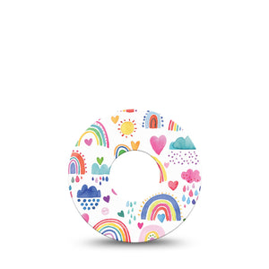 ExpressionMed Rainbows of Hope Infusion Set Tape Watercolor Painted Rainbows, CGM Adhesive Patch Design