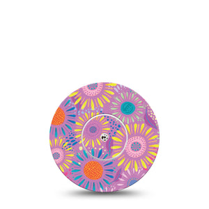 ExpressionMed Giant Daisies Freestyle Libre Sticker and Tape Colorful Abstract by Etta Vee Vinyl Graphics Continuous Glucose Monitor Design, Abbott Lingo