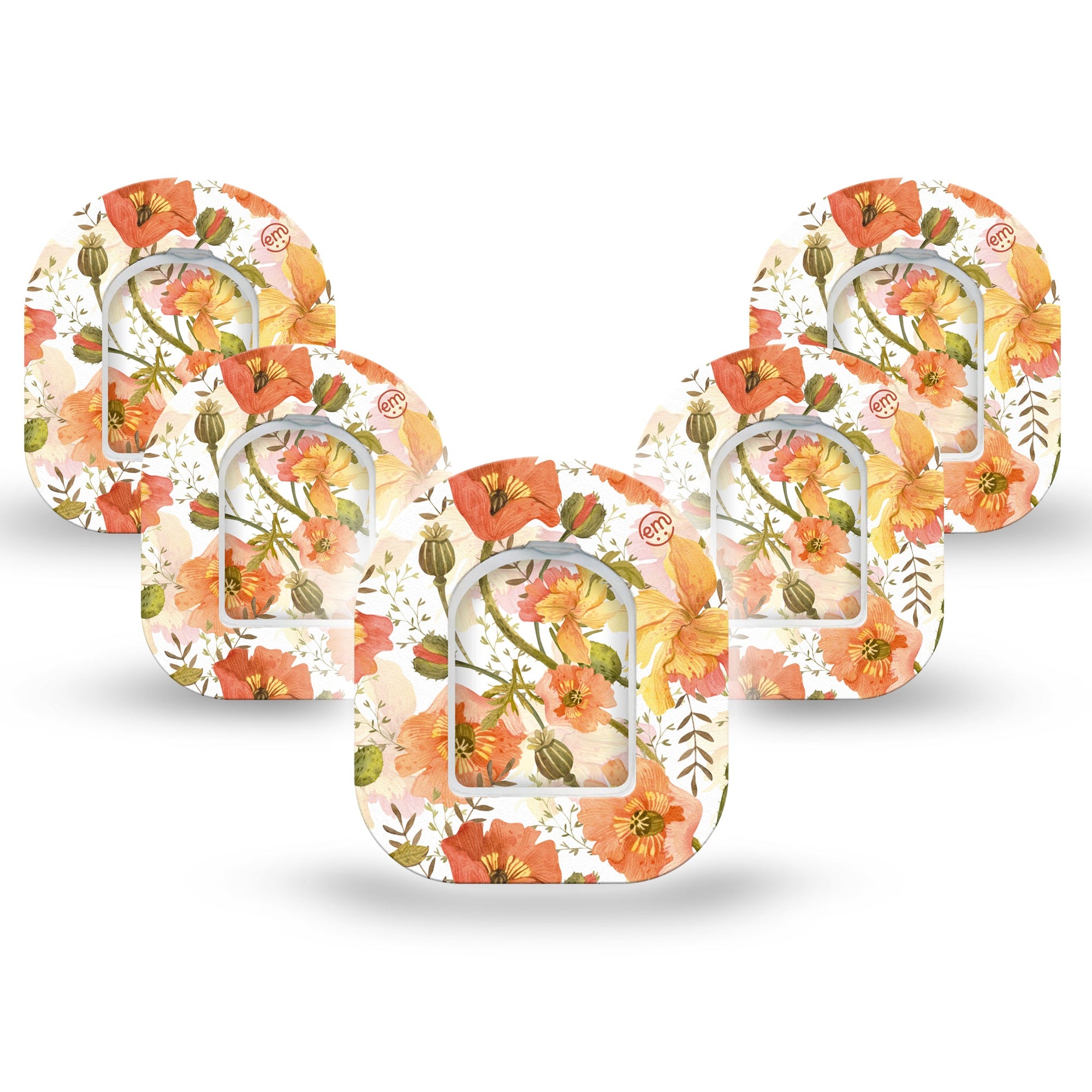 ExpressionMed Peachy Blooms Pod Mini Tape 5 Stickers and 5 Tapes, Rosy Hue Adhesive Patch Pump Design