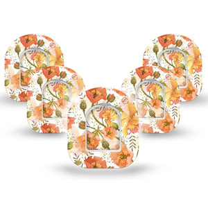 ExpressionMed Peachy Blooms Pod Mini Tape 5 Stickers and 5 Tapes, Rosy Hue Adhesive Patch Pump Design