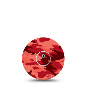 ExpressionMed Red Camo Freestyle Libre 3 Transmitter Sticker and Tape, Scarlet Camouflage, CGM Vinyl Sticker and Tape Design