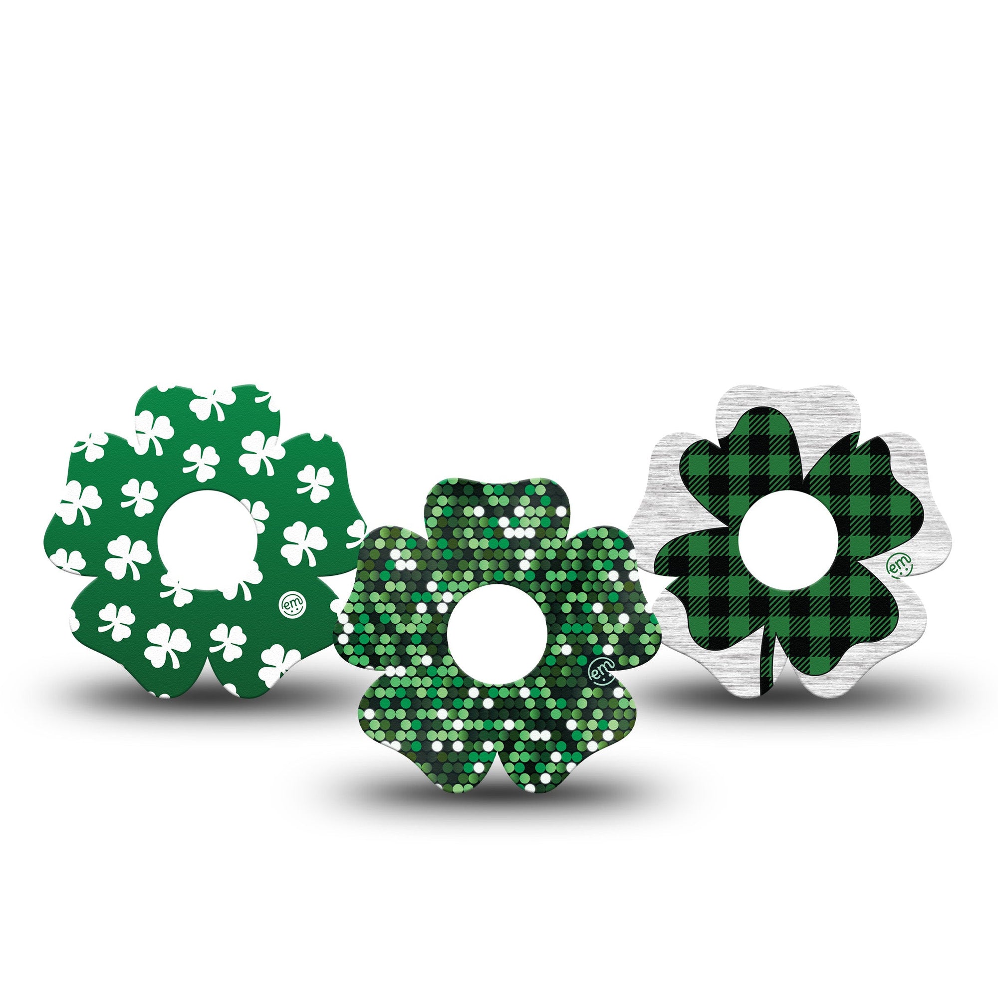 ExpressionMed St Patricks Day Libre 3 FLower 3-Pack Variety Holiday St Patty Green Fixing Ring Tape Continuous Glucose Monitor Design