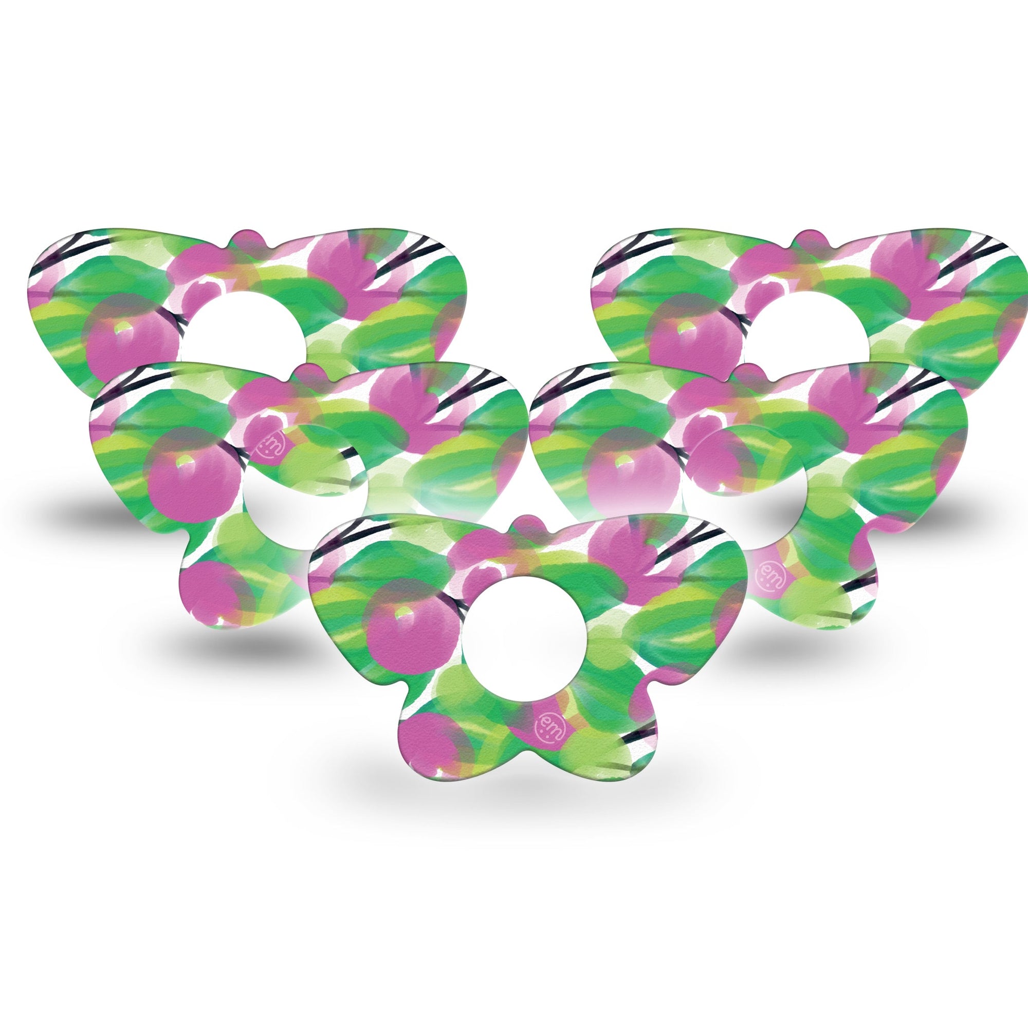 ExpressionMed Stylish Blooms Infusion Set Butterfly Shape 10-Pack floral illustration Adhesive Tape Continuous Glucose Monitor Design
