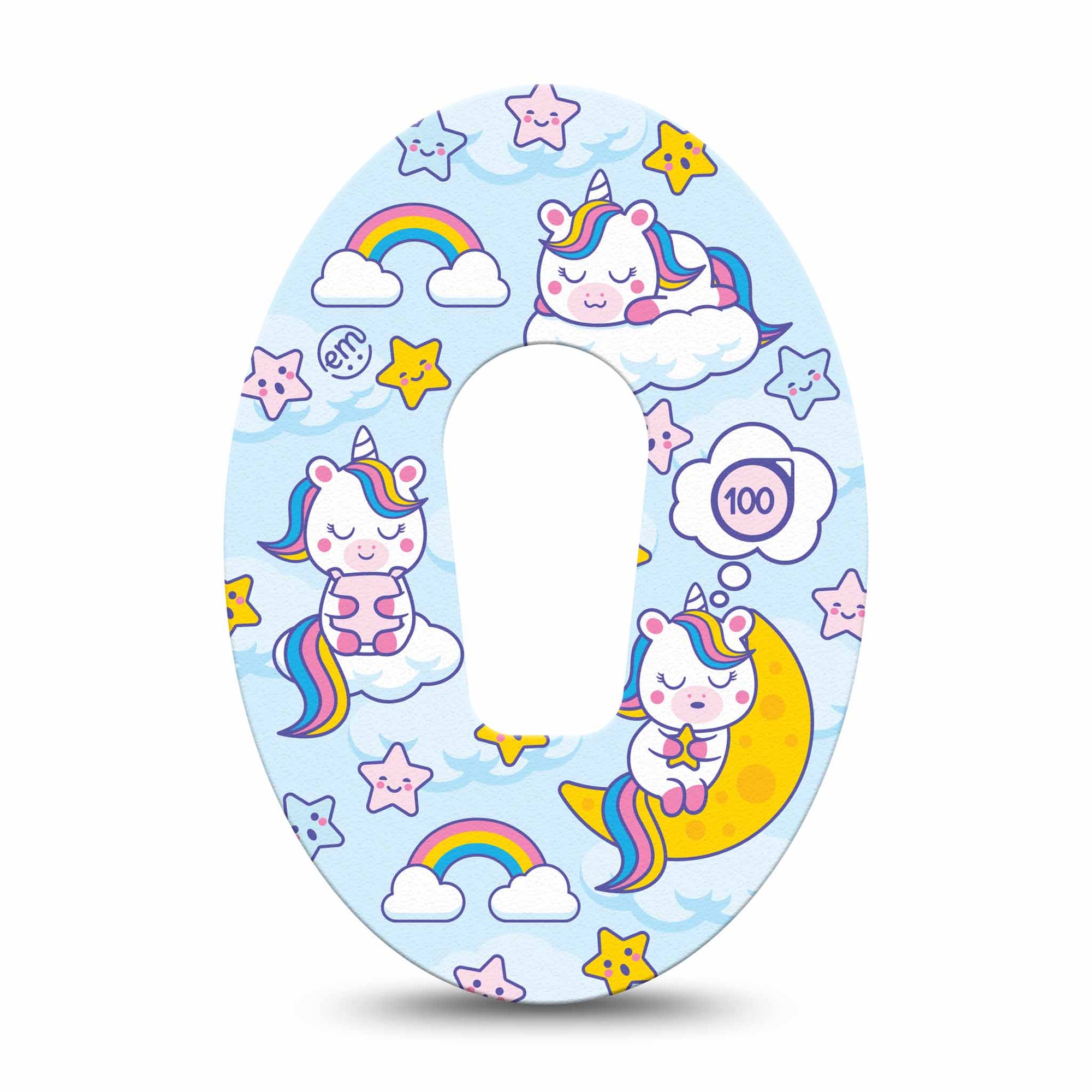 ExpressionMed Sleeping Unicorns Dexcom G6 Tape Colorful Unicorns, CGM Overlay Patch Design