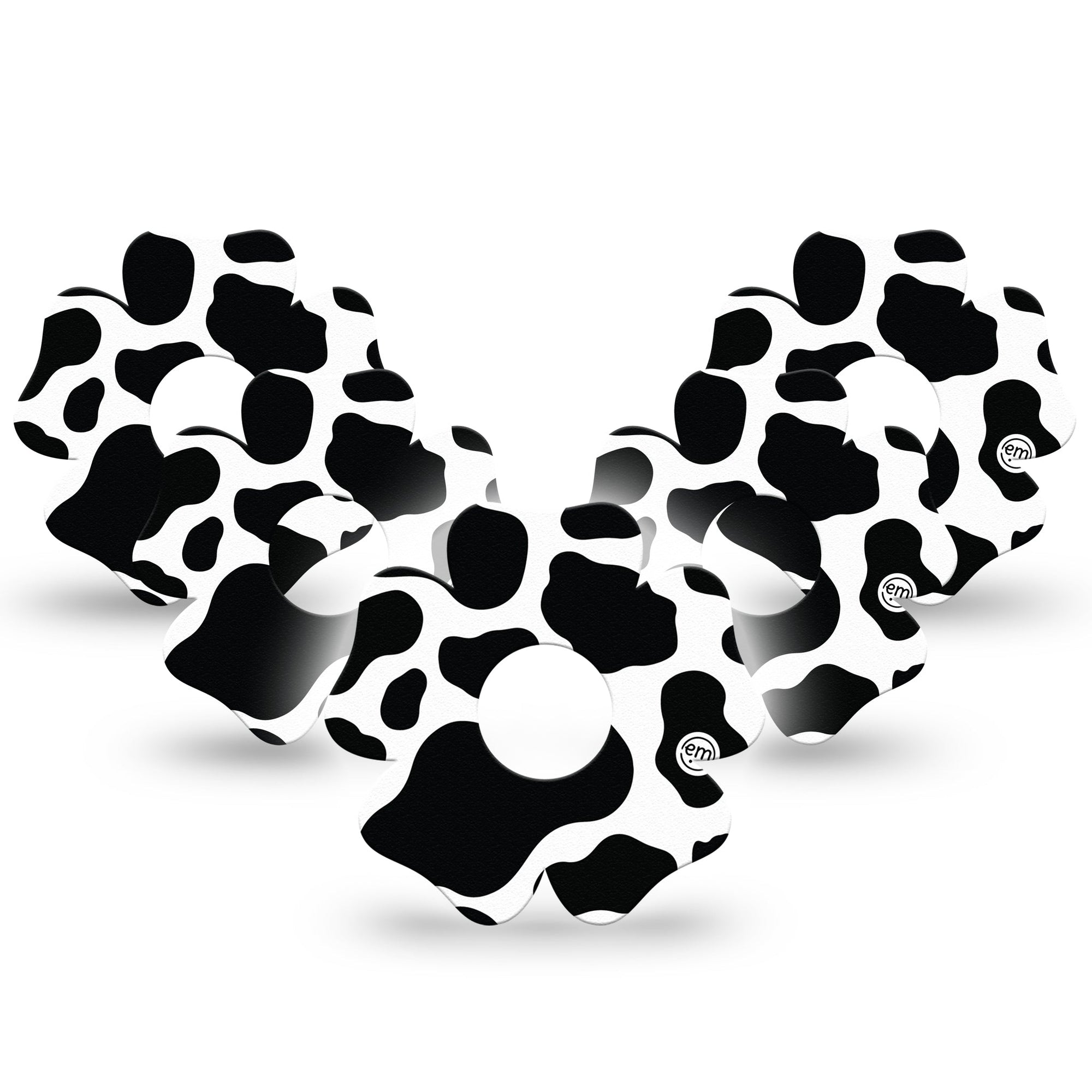 ExpressionMed Cow Print Freestyle Libre 3 Flower 5-Pack, Animal Spots, CGM Fixing Ring Patch Design