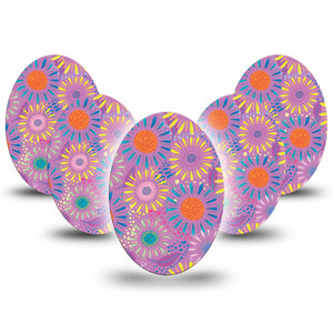 ExpressionMed Giant Daisies Medtronic Guardian Enlite Universal Oval 5-Pack Colorful Abstract by Etta Vee Plaster Continuous Glucose Monitor Design