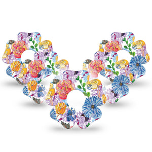 ExpressionMed Stylised Floral Freestyle Libre 3 Flower Shape 5-Pack Trendy Flowers Adhesive Tape CGM Design