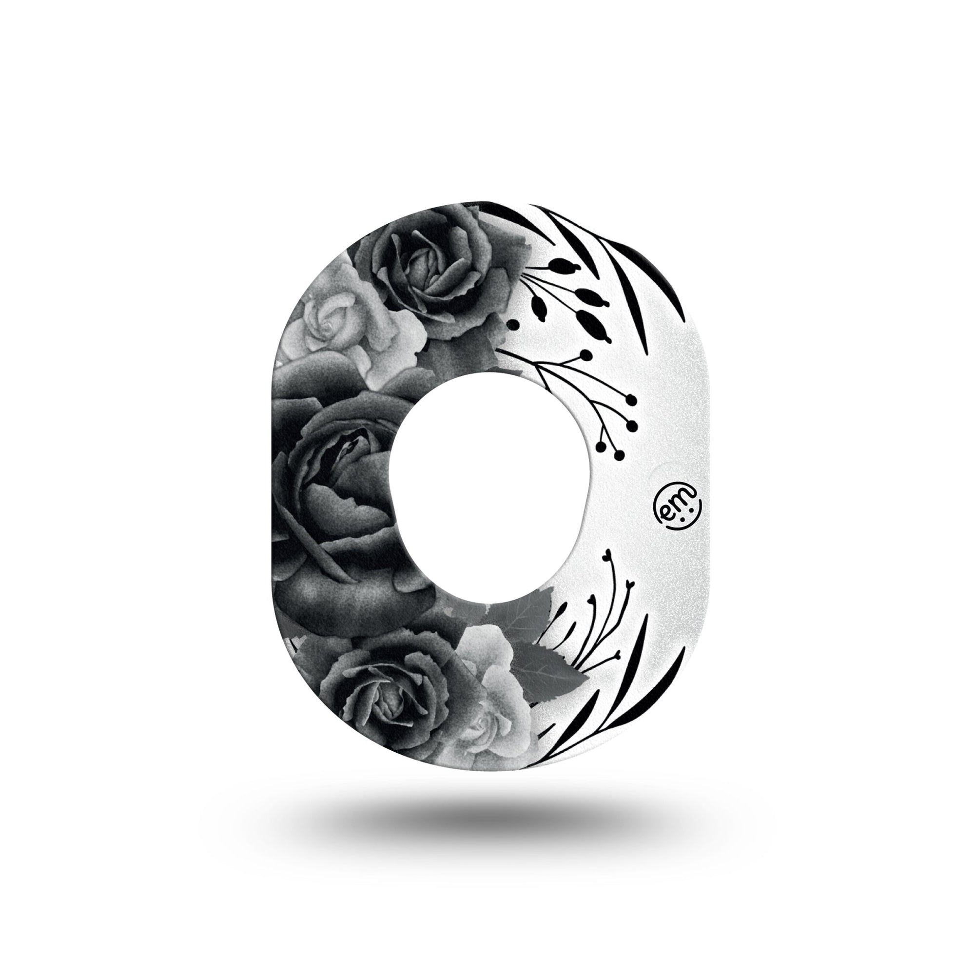 ExpressionMEdTattoo Rose Dexcom G7 Mini Tape, Single, classic tattoo adhesive tape design, Dexcom Stelo Glucose Biosensor System