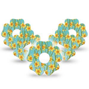 ExpressionMed Daffodils Freestyle Libre 3 Flower Shape 5-Pack Spring Blooms Adhesive Tape CGM Design