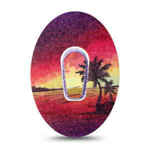 ExpressionMed Sunset Dexcom G6 Transmitter Sticker and Tape, Beach Vacation Sunset Adhesive Tape Design with Matching Seperate Plaster Patch CGM  Design