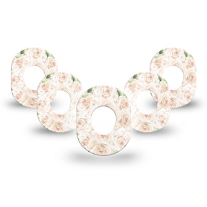 ExpressionMed, Wedding Bouquet Dexcom G7 Mini Tape, 5-Pack, white rose bouquet plaster design