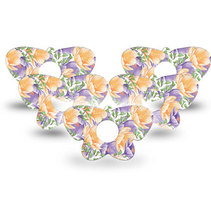 ExpressionMed Crocus Flowers Freestyle Libre 3 Butterfly Shape 5-Pack wildflwoer motif Adhesive Tape CGM Design