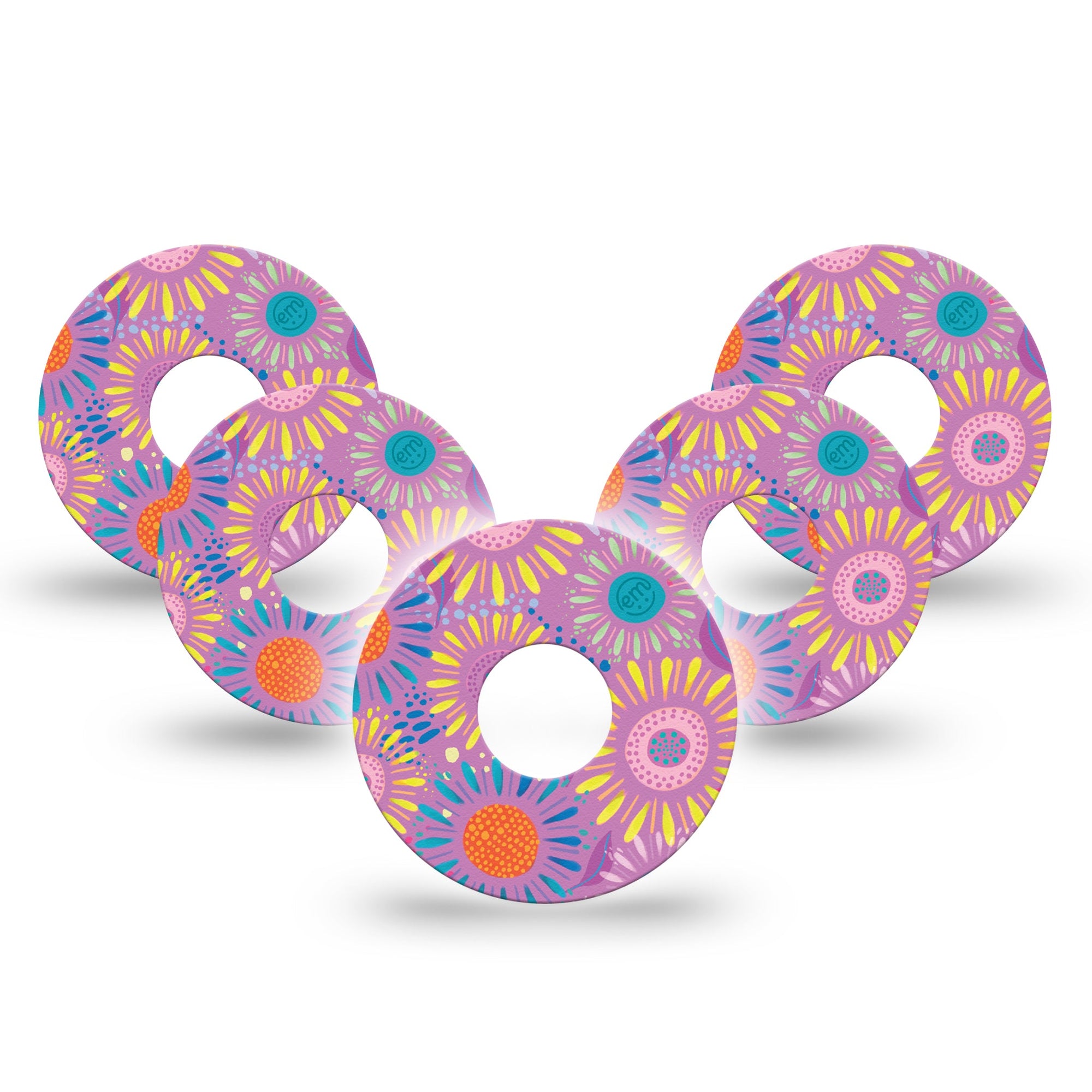 ExpressionMed Giant Daisies Freestyle Libre 3 5-Pack Vibrant Etta Vee Design Adhesive Tape CGM Design