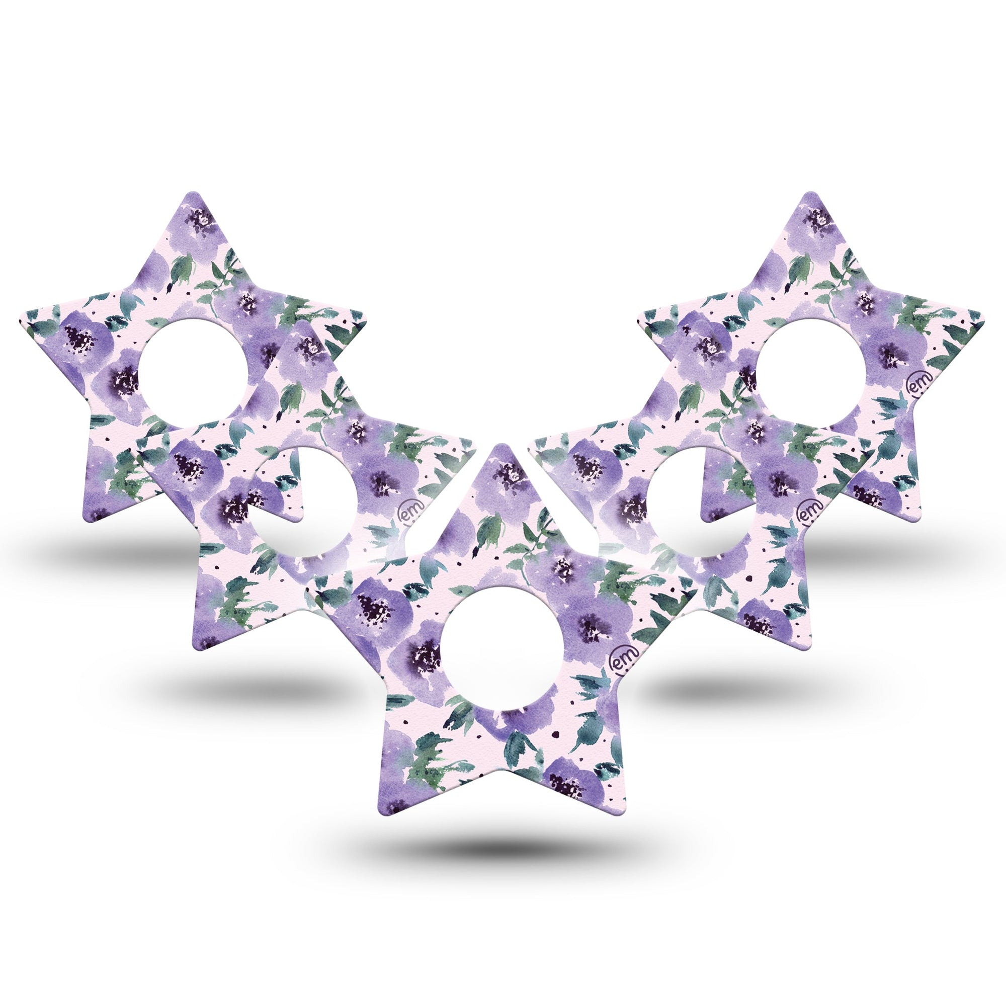 ExpressionMed Flowering Amethyst Freestyle Libre 3 Star Shape 5-Pack Purple Petals Plaster CGM Design