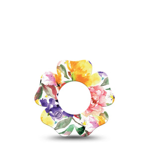 ExpressionMed Floral Art Freestyle Libre 2 Flower Shape Single watercolor roses Adhesive Tape CGM Design, Abbott Lingo