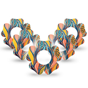 Twisted Seaweed Libre Flower Tape 5-Pack orange and yellow overlay design