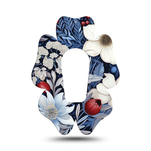 ExpressionMed Winter Floral G6 Flower Single, Blue & White Florals, CGM Adhesive Patch Design