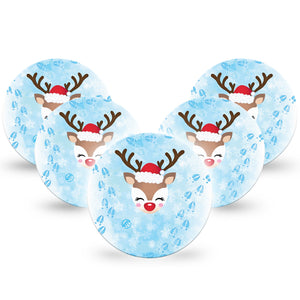 ExpressionMed Flurry the Reindeer Libre 2 Overpatch 5-Pack Animal Footprints and Antlers, CGM Overlay Tape Design