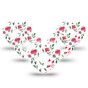 ExpressionMed Rose Garden Libre 3 Heart Tape 5-Pack Blossoming Florals, CGM Fixing Ring Patch Design