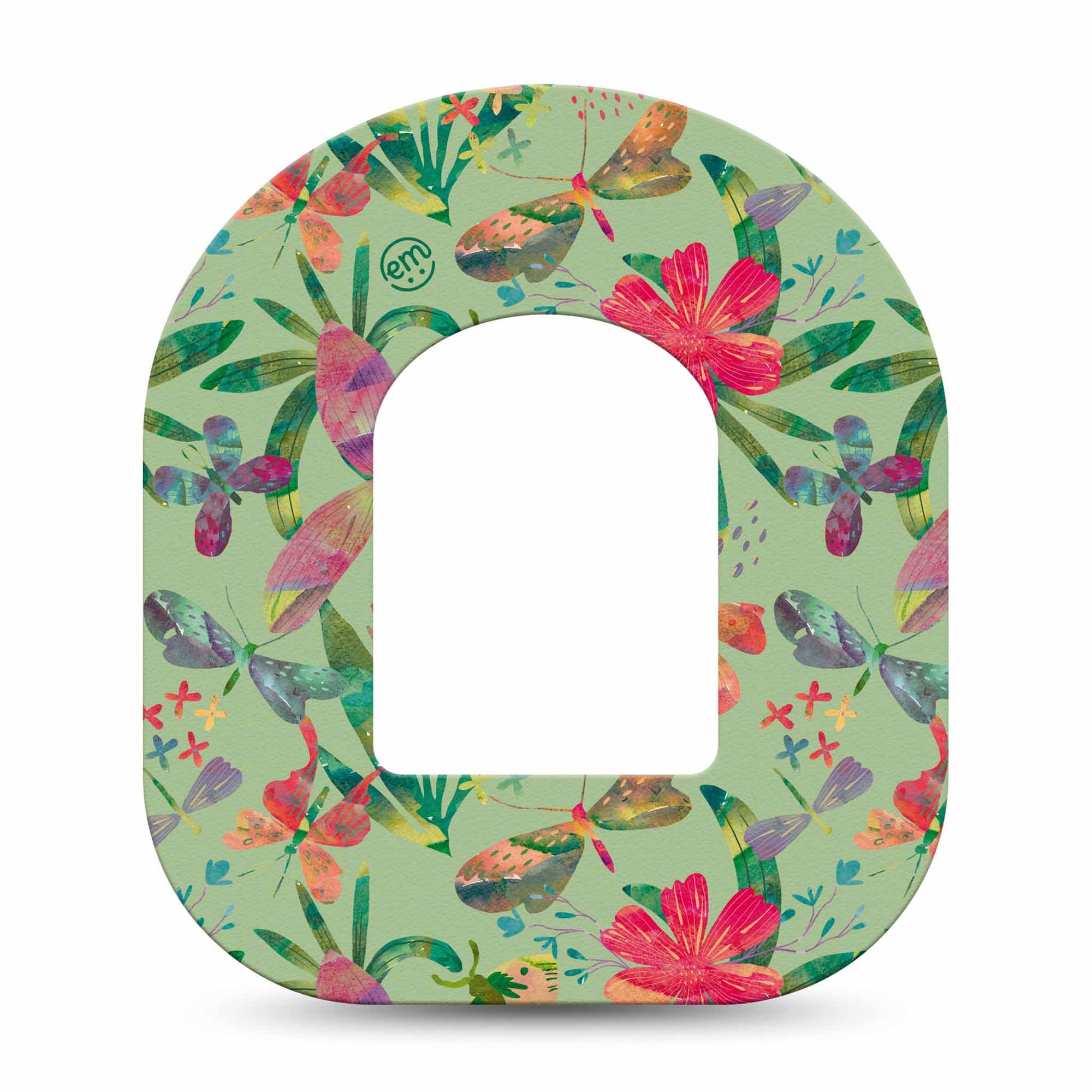 ExpressionMed Garden Butterflies Omnipod Tape Single, Garden Artwork, Continuous Glucose Monitor Overlay Tape Design