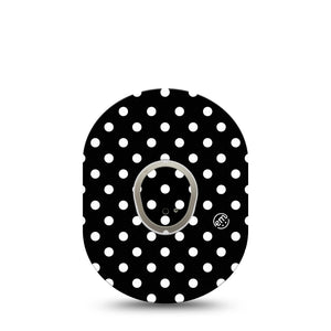 ExpressionMed Black and White Polka Dots Dexcom G7 Transmitter Sticker and Tape, Classic Polka Dot Pattern, CGM Sticker and Tape Design, Dexcom Stelo Glucose Biosensor System