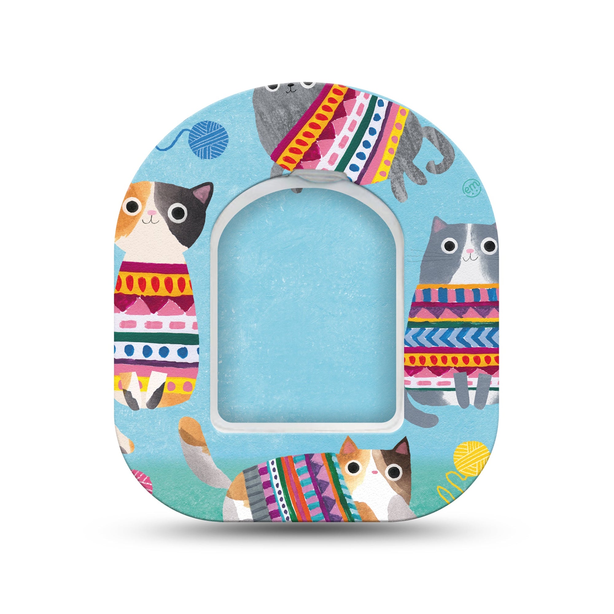 ExpressionMed Sweater Cats Pod Mini Tape Single Sticker and Single Tape, Cat in a Sweater Adhesive Tape Pump Design