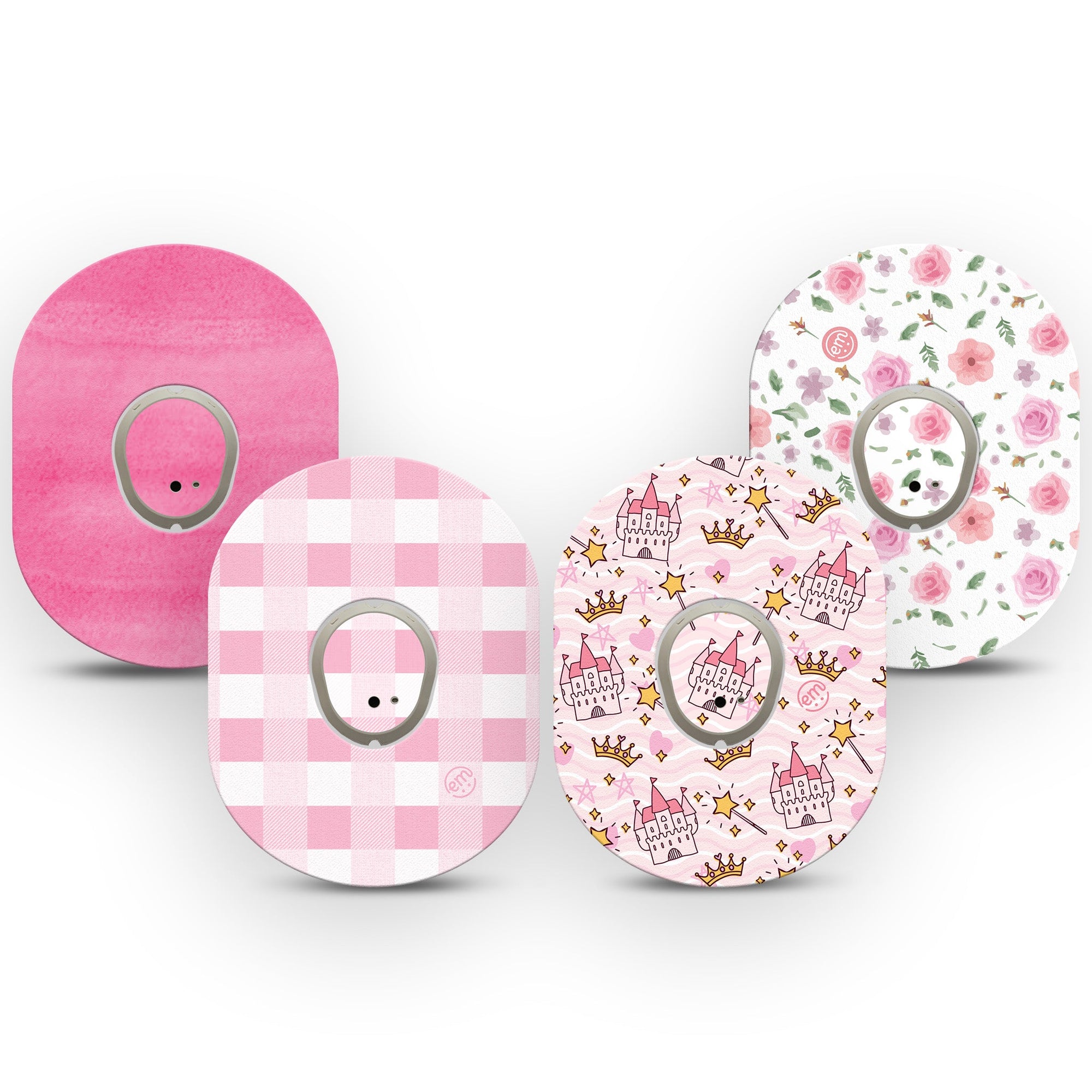 ExpressionMed Pretty Princess Variety Pack Dexcom G7 Tape 8-Pack Tape & Stickers stickers with their matching tapes design