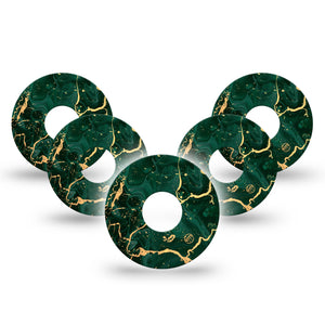 ExpressionMed Green & Gold Marble Libre 3 Tape 5-Pack Emerald Green Gold, CGM Fixing Ring Patch Design