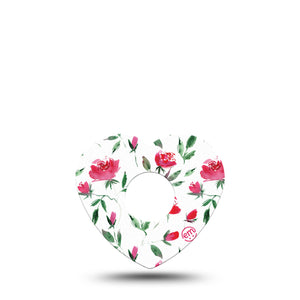 ExpressionMed Rose Garden Libre 3 Heart Tape Leaves and Roses, CGM Overlay Patch Design