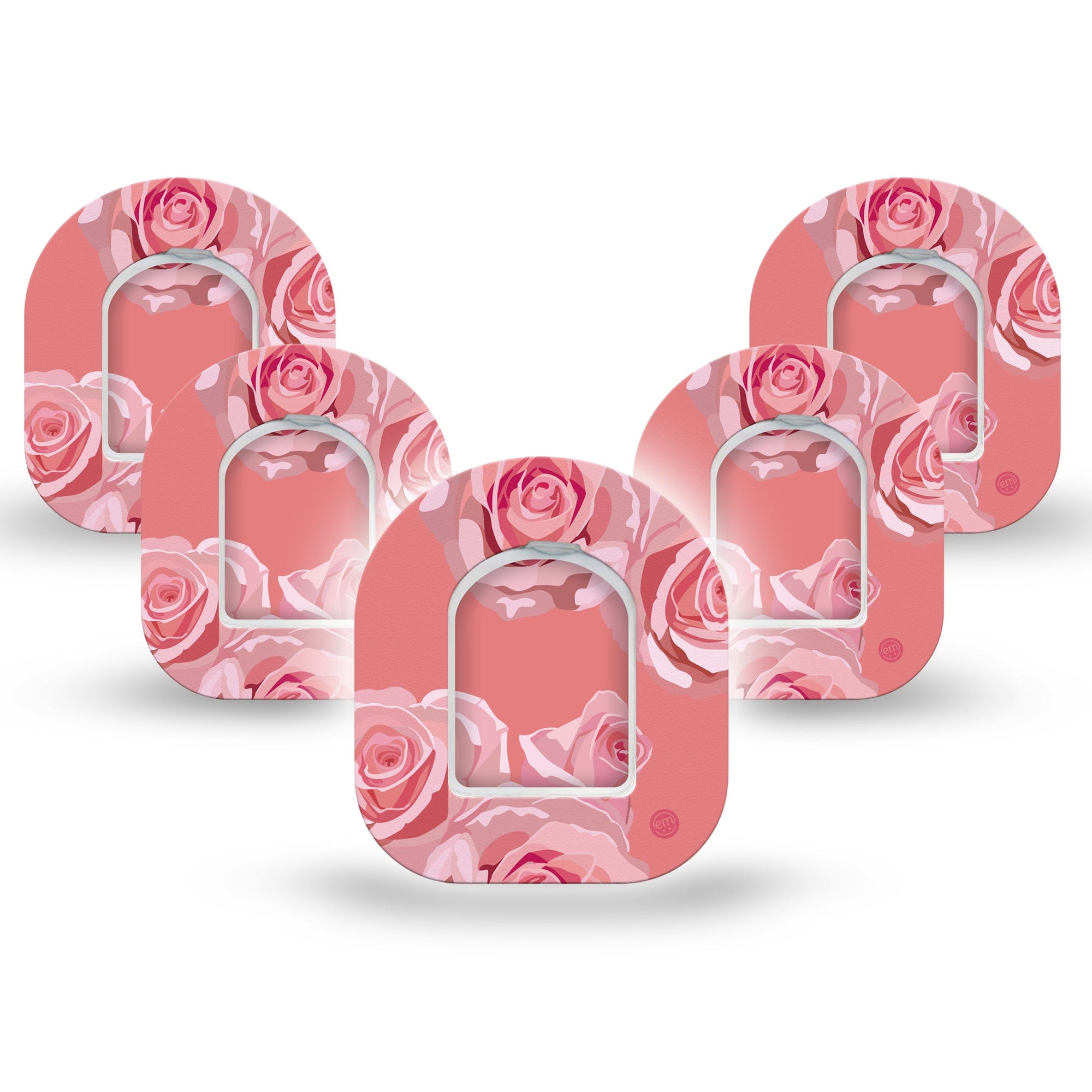 ExpressionMed Blush Rose Pod Mini Tape 5 Stickers and 5 Tapes, Pastel Flower Adhesive Tape Pump Design