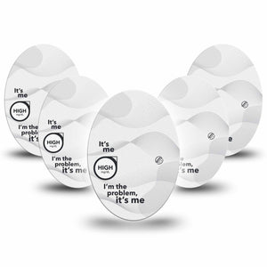 ExpressionMed High Im the Problem Medtronic Enlite Guardian Universal Oval 5-Pack, Lyric Inspired, Medtronic Continuous Glucose Monitor Overlay Tape Design