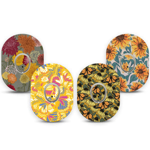 ExpressionMed Sunburst Variety Pack Dexcom G7 Tape Tape & Sticker 8-Pack Floral and Butterflies Illustration, CGM Vinyl Sticker and Tape Design