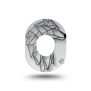 ExpressionMed Iron Wolf Dexcom G7 Mini Tape, single, gemoetric wolf patch design