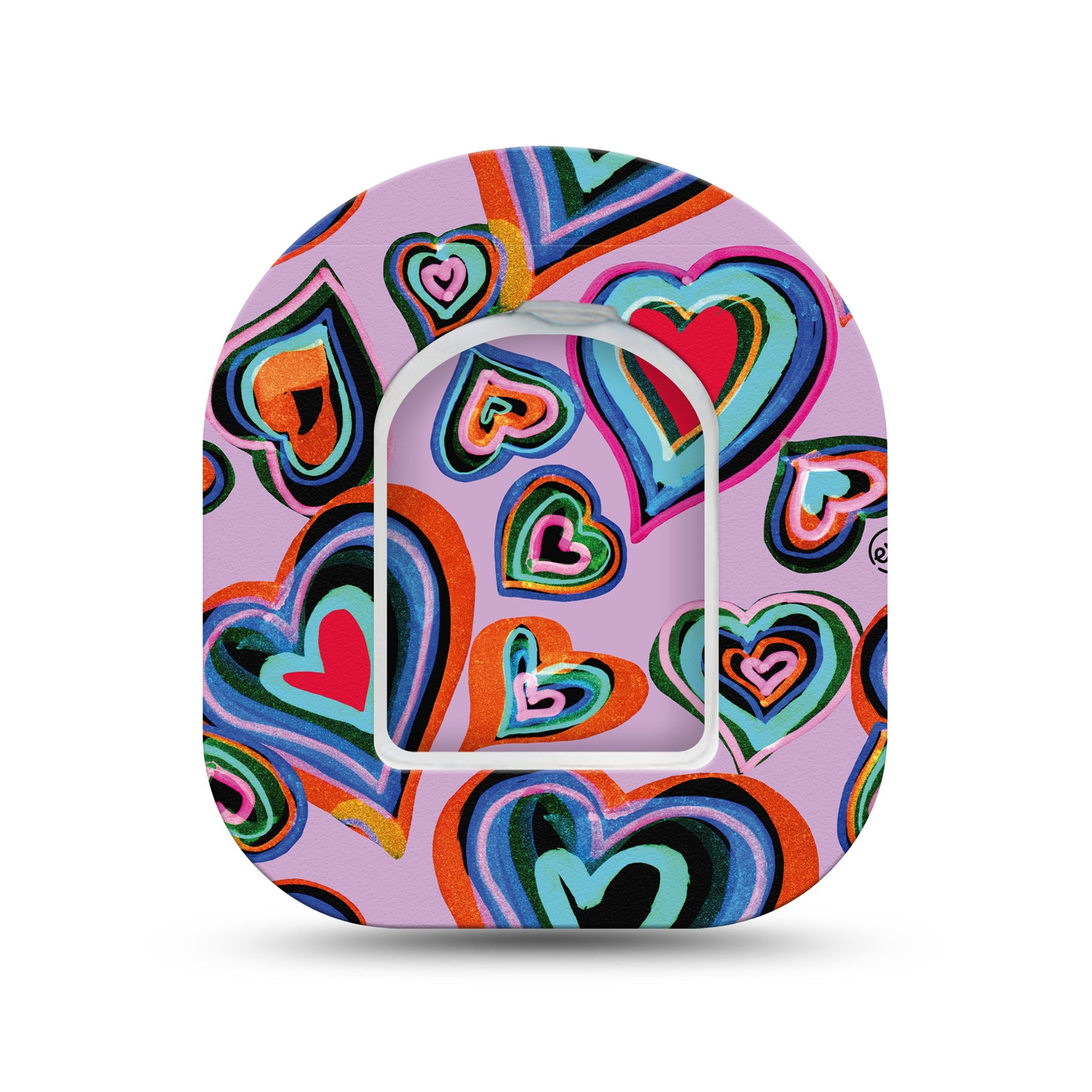 ExpressionMed Neon Hearts Pod Mini Tape Single Sticker and Single Tape, Bright Passion Adhesive Tape Pump Design