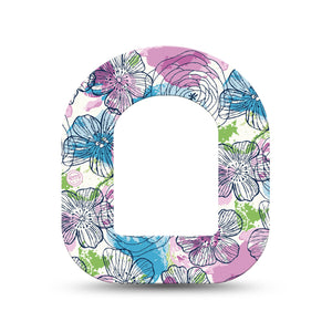 ExpressionMed Stenciled Flowers Pod Mini Tape Single, Artistic Blooms Adhesive Tape Pump Design