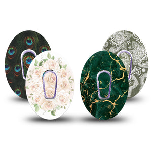 ExpressionMed Gilded Elegance Variety Pack Dexcom G6 Tape Tape & Sticker 8-Pack Floral Ornaments, Vinyl Sticker Design