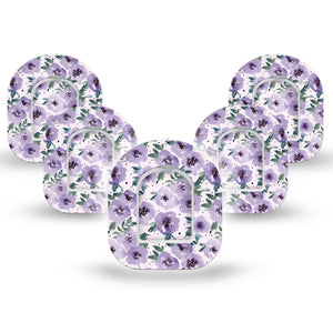ExpressionMed Flowering Amethyst Pod Mini Tape 5 Stickers and 5 Tapes, Gemstone Flora Fixing Ring Patch Pump Design