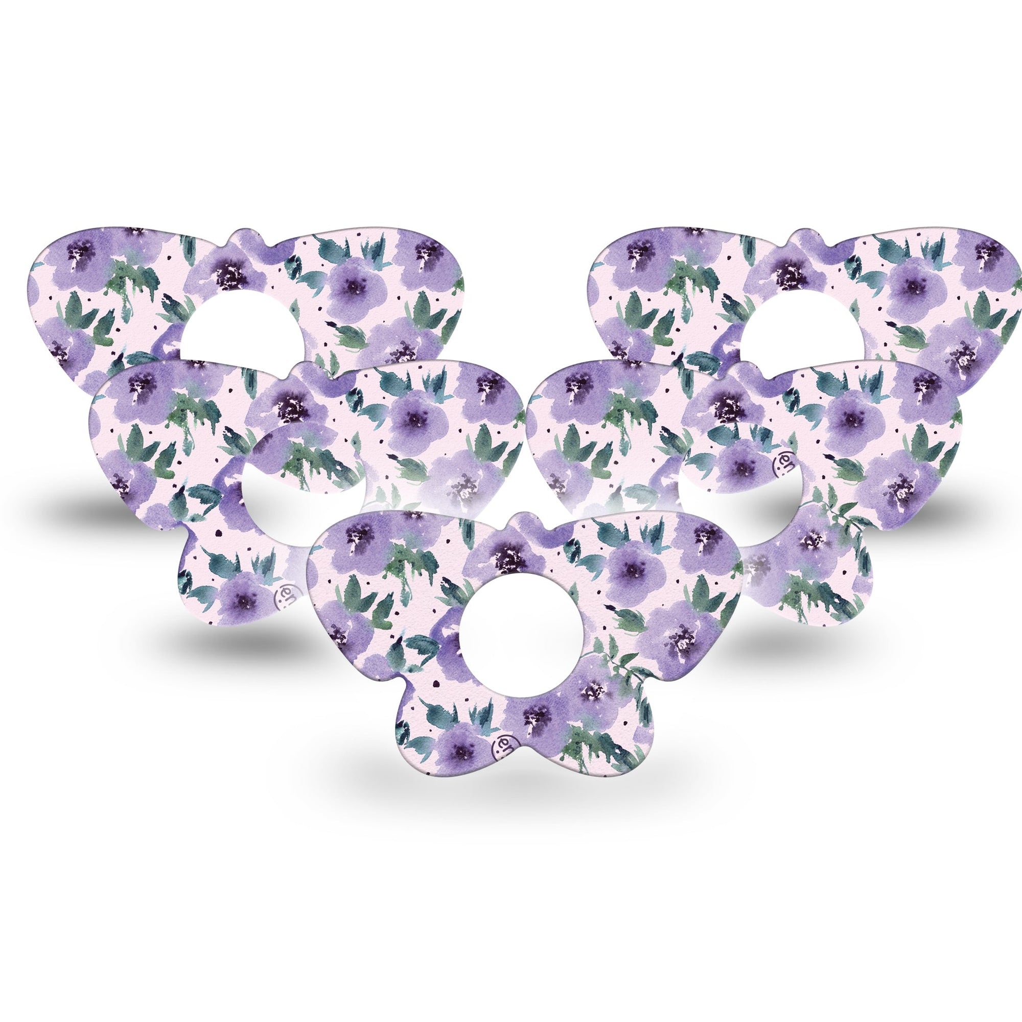 ExpressionMed Flowering Amethyst Infusion Set Butterfly Shape 10-Pack Violet Blossoms Adhesive Tape Continuous Glucose Monitor Design