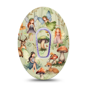 ExpressionMed Woodland Fairies Dexcom G6 Transmitter Sticker and Tape, Enchanted Forest Design, Continuous Glucose Monitor, Tape and Sticker Pairing