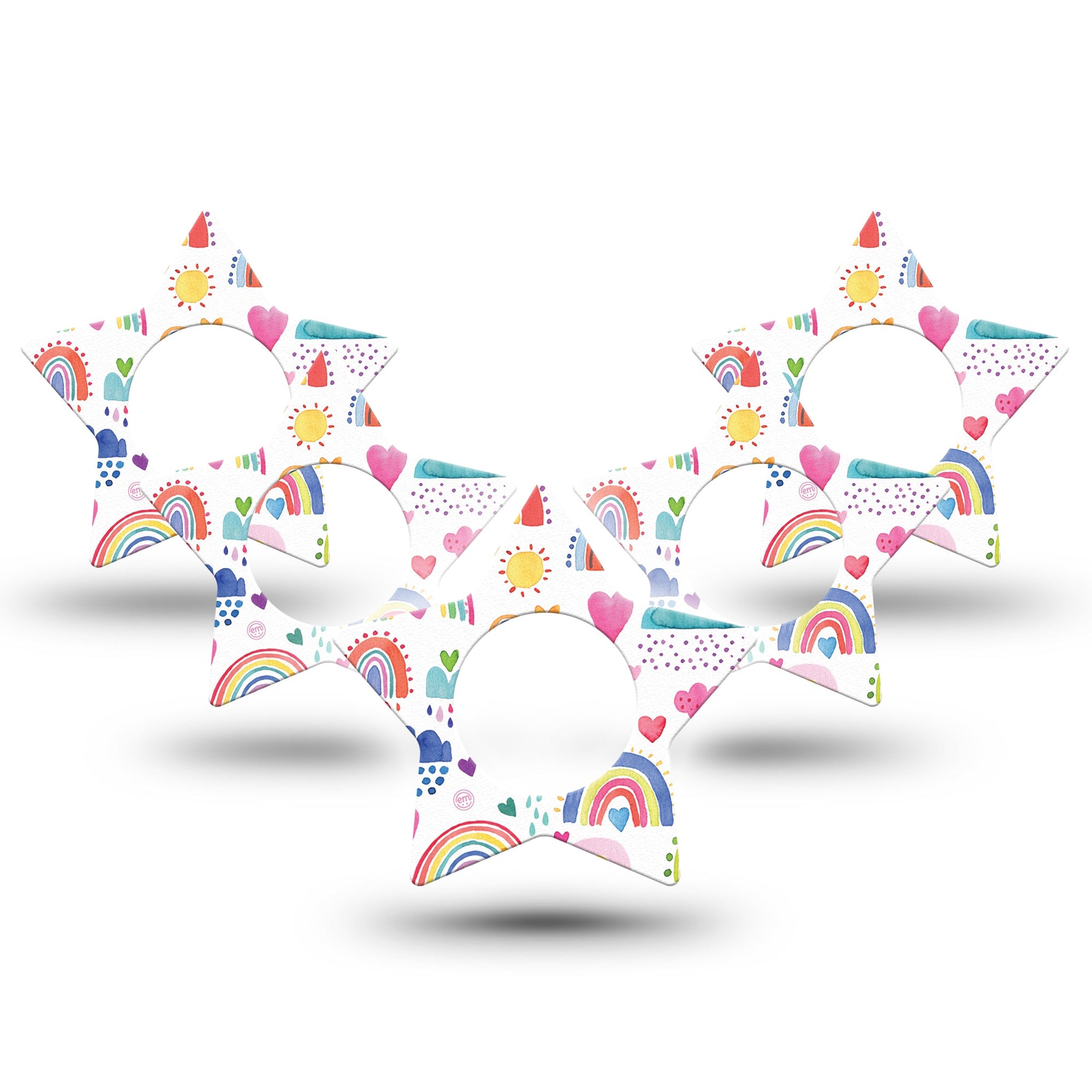 ExpressionMed Rainbows of Hope Libre Star Tape 5-Pack tiny rainbows design, Abbott Lingo