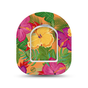 ExpressionMed Bright Hibiscus Pod Mini Tape Single Sticker and Single Tape, Vivid Petals Adhesive Patch Pump Design