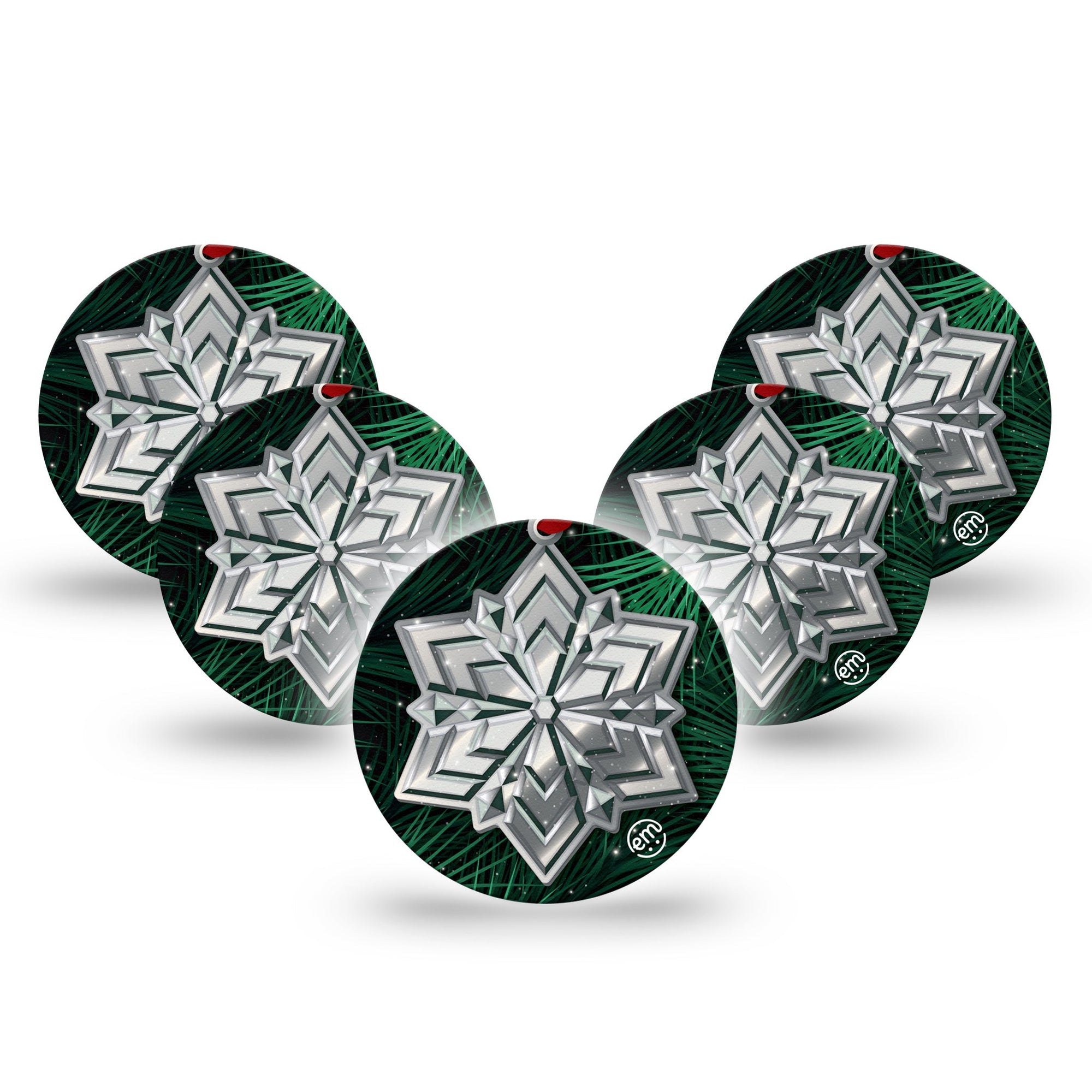 ExpressionMed Metallic Snowflake Libre 3 Overpatch 5-Pack Christmas Iron Crystal Decor, CGM Plaster Tape Design