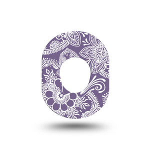 ExpressionMed Purple Henna Dexcom G7 Mini Tape, Single, light purple floral plaster design