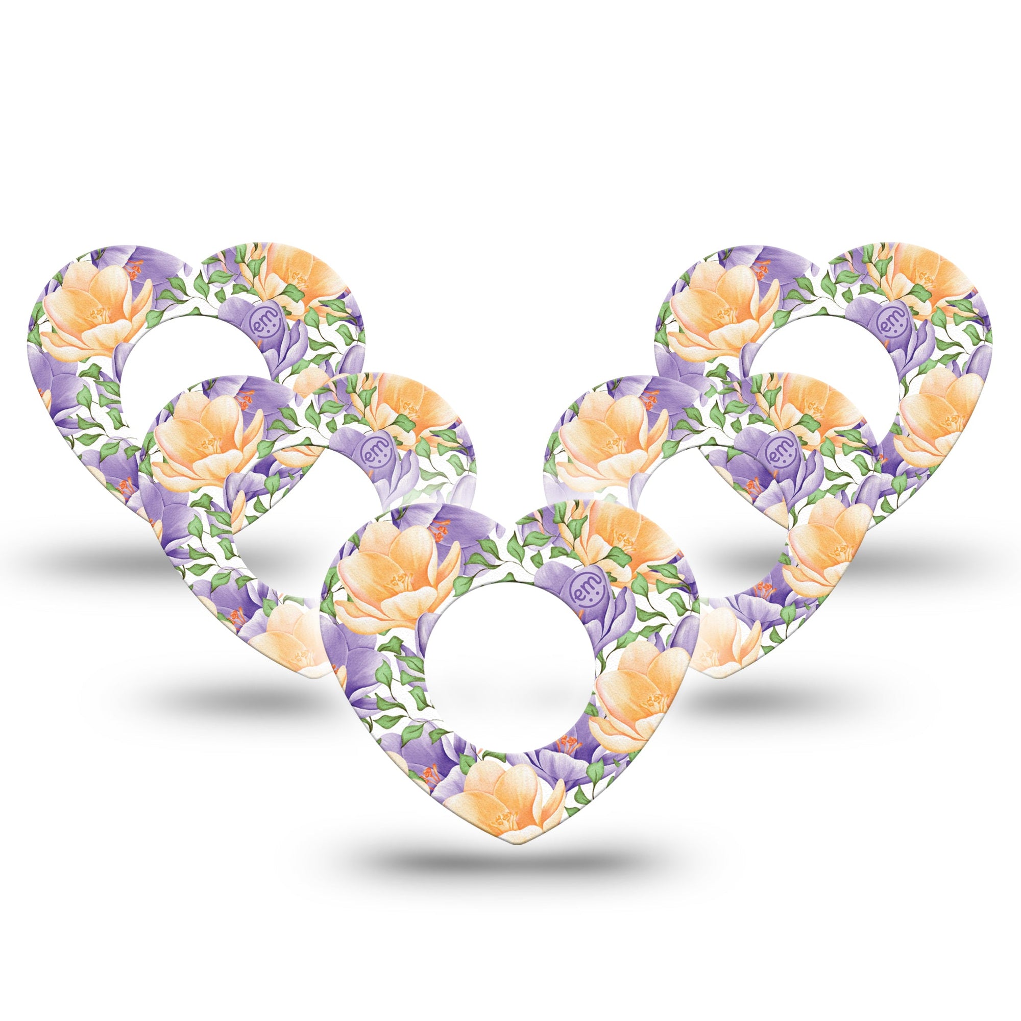 ExpressionMed Crocus Flowers Freestyle Libre 2 Heart Shape 5-Pack  Overlay Patch CGM Design, Abbott Lingo