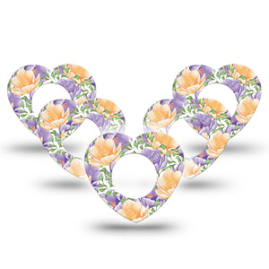 ExpressionMed Crocus Flowers Freestyle Libre 2 Heart Shape 5-Pack  Overlay Patch CGM Design, Abbott Lingo