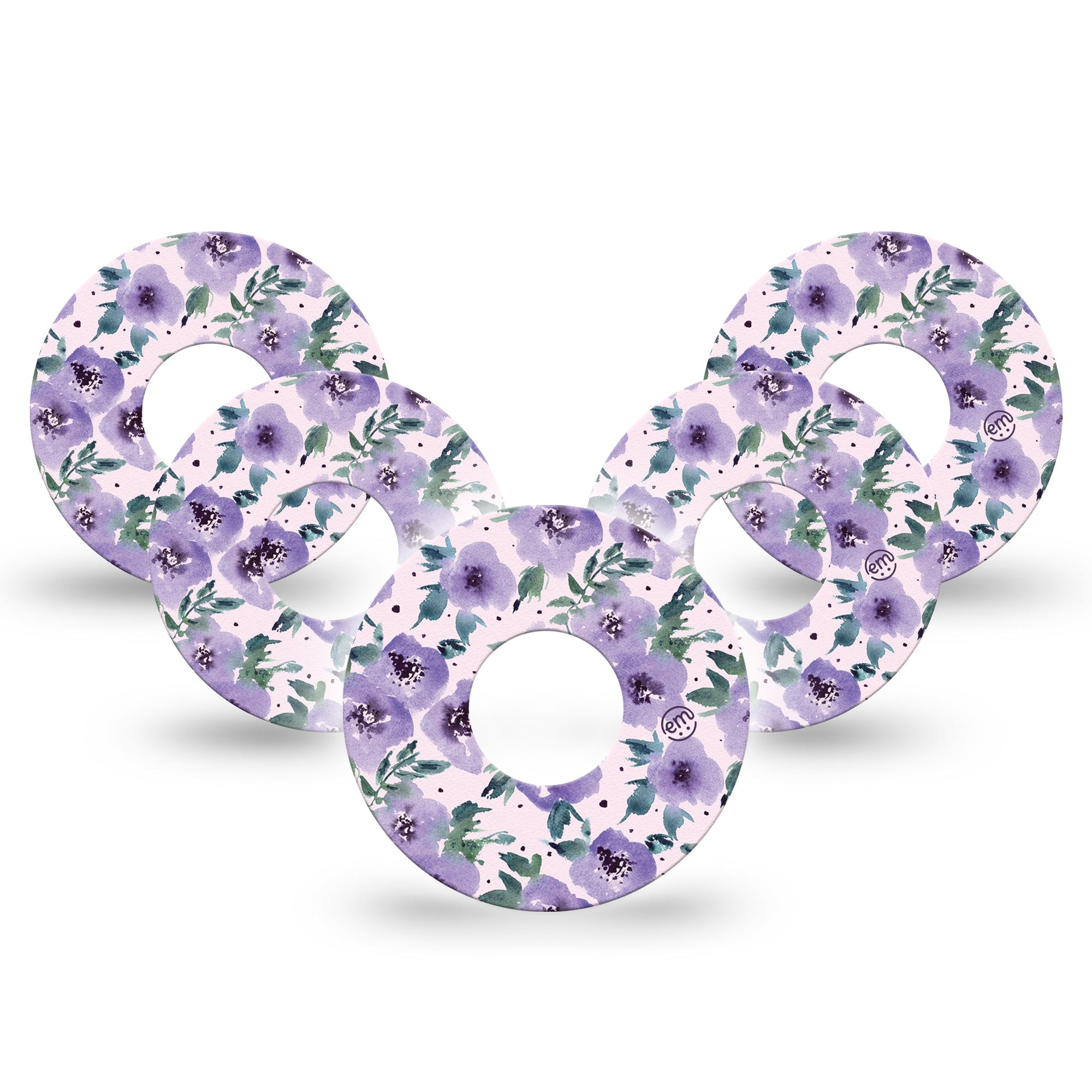 ExpressionMed Flowering Amethyst Infusion Set Tape 10-Pack Amethyst Floral Artwork, CGM Plaster Patch Design