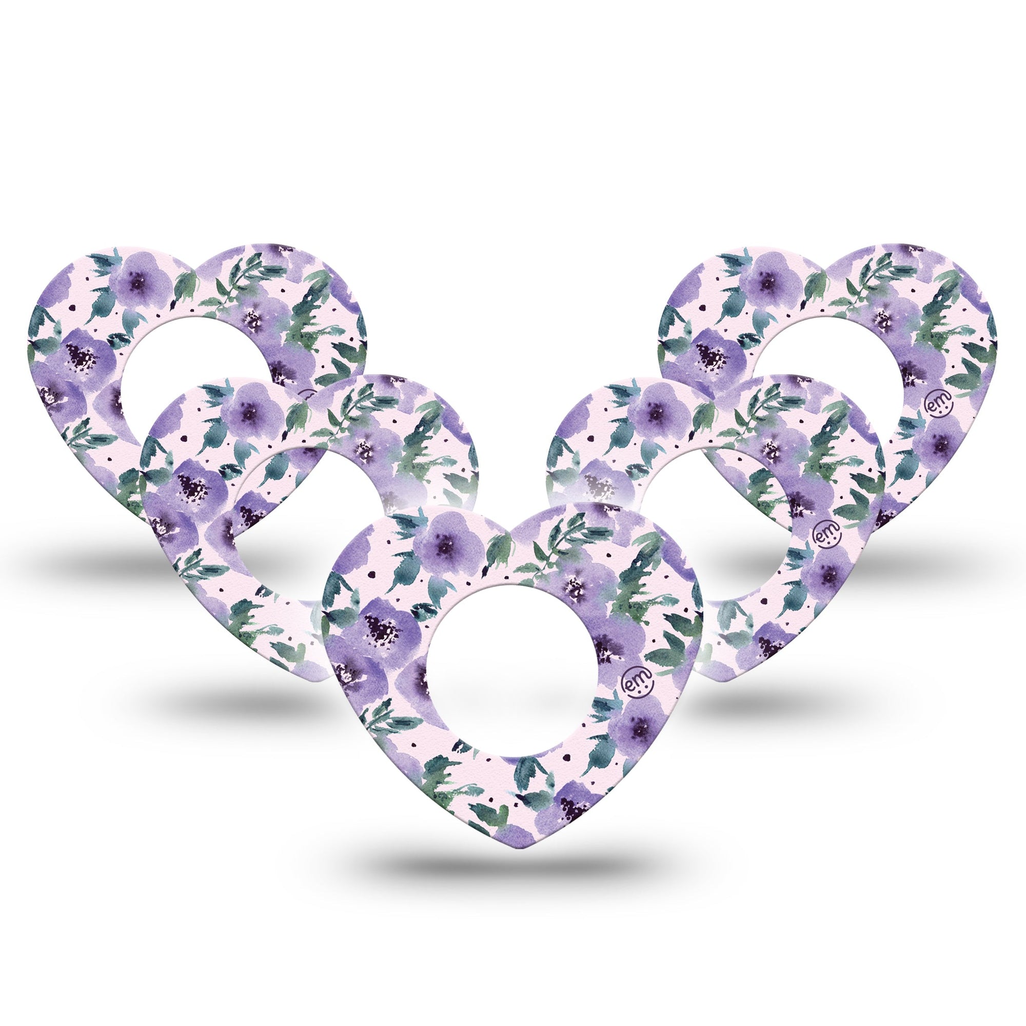 ExpressionMed Flowering Amethyst Freestyle Libre 2 Heart Shape 5-Pack Amethyst Bouquet Overlay Patch CGM Design, Abbott Lingo