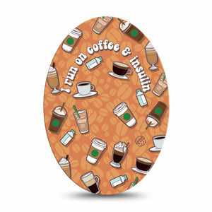 ExpressionMed Coffee and Insulin Oval Tape Daily Coffee and Meds, CGM Adhesive Patch Design